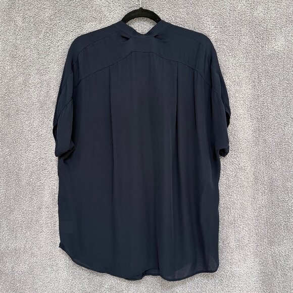 Vince Silk Dolman Cap Sleeve blouse Coastal Blue Navy Large - Picture 4 of 5